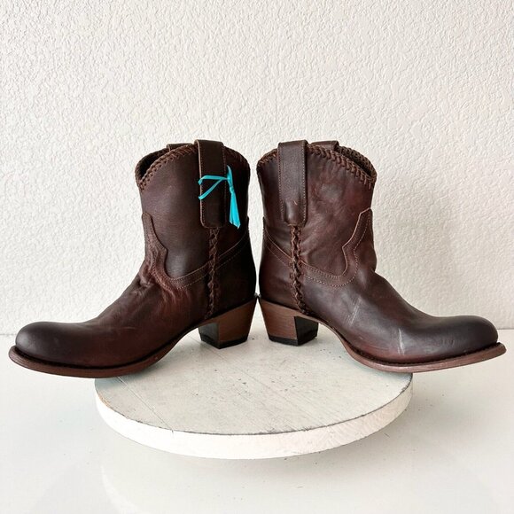 Lane PLAIN JANE PJ Brown Cowboy Boots Womens 7.5 Leather Cowgirl Western Short - Picture 8 of 12